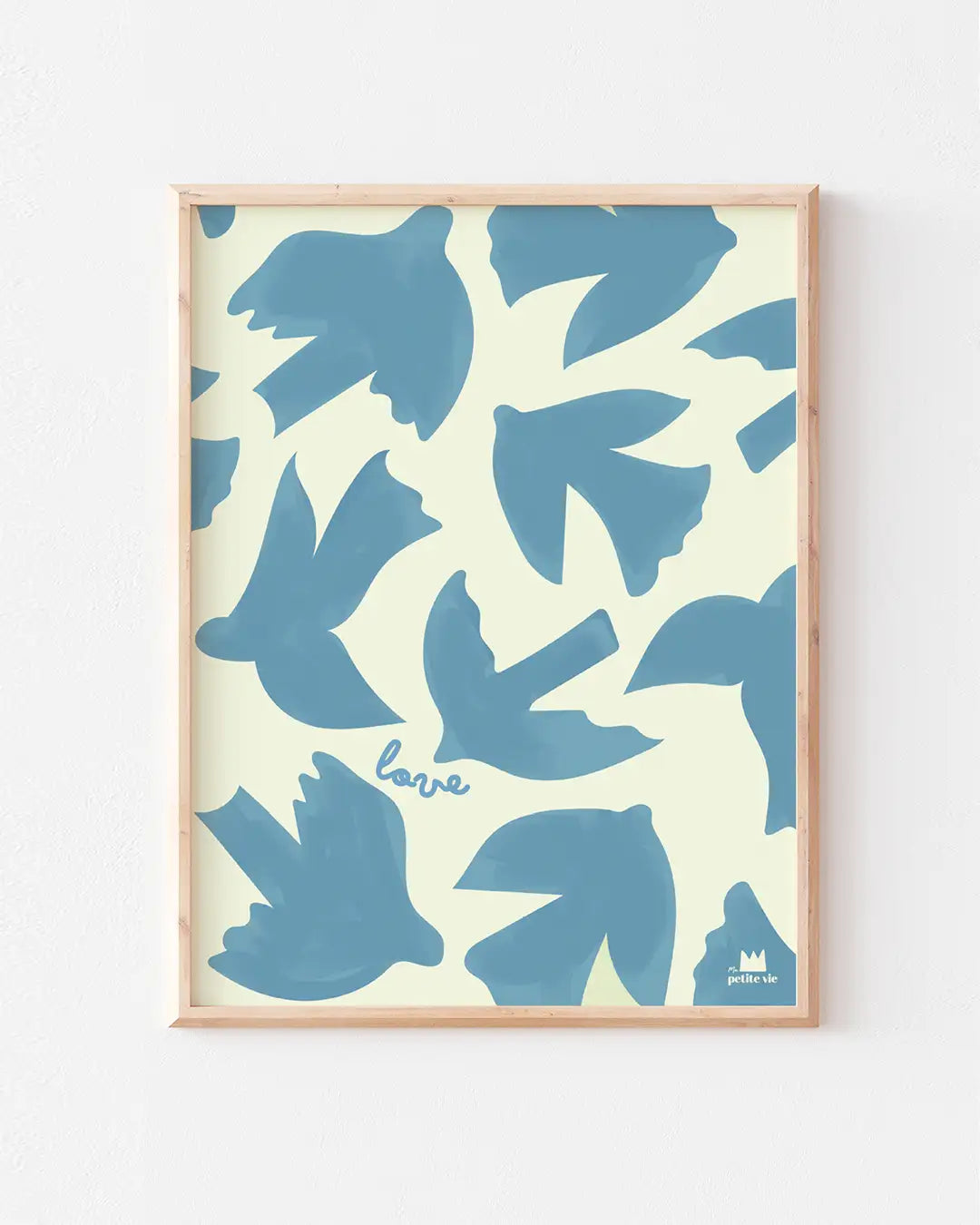 Affiche pour enfant avec des oiseaux bleus peints pour une chambre d'amour