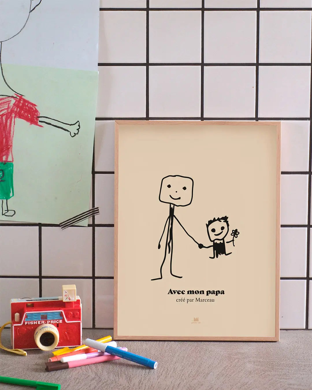 Cadeau à personnaliser avec le dessin de son enfant pour la fete des pères