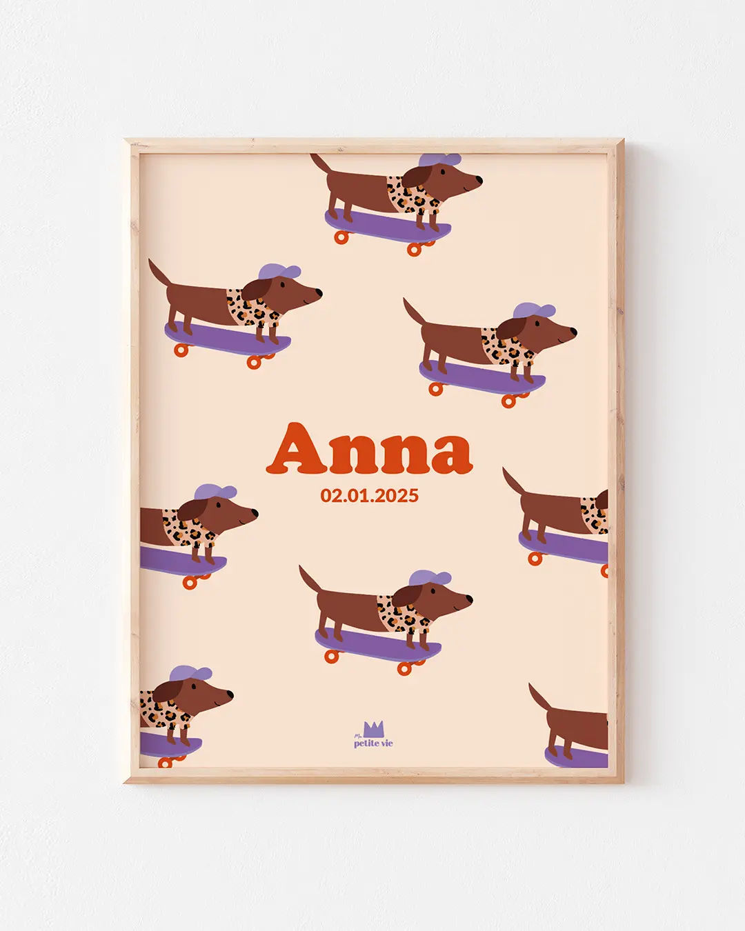 Affiche prénom avec les chiens amateurs iconiques de Ma Petite Vie : une affiche à personnaliser pour une chambre