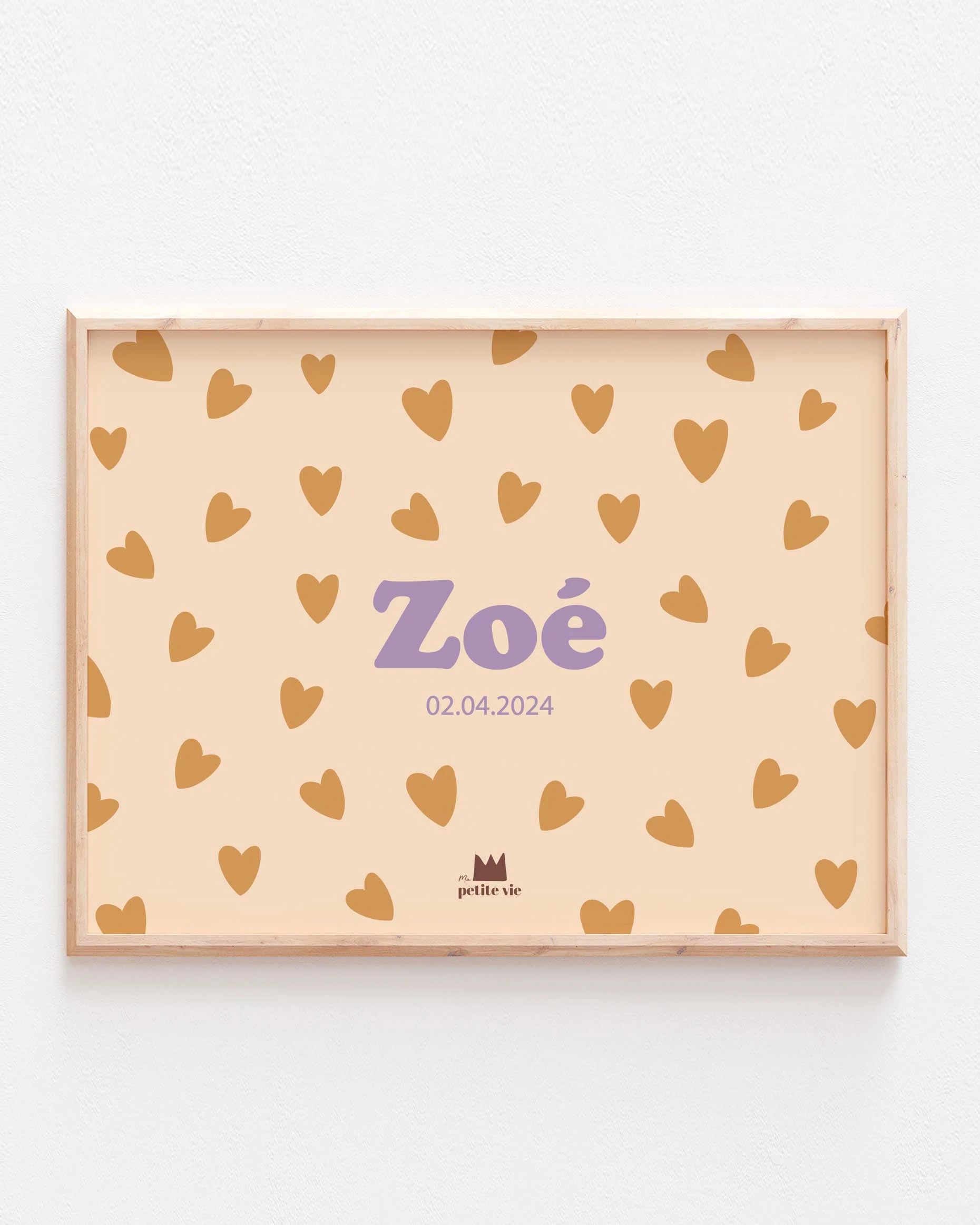 Affiche prénom avec des petits coeurs pour personnaliser sa décoration