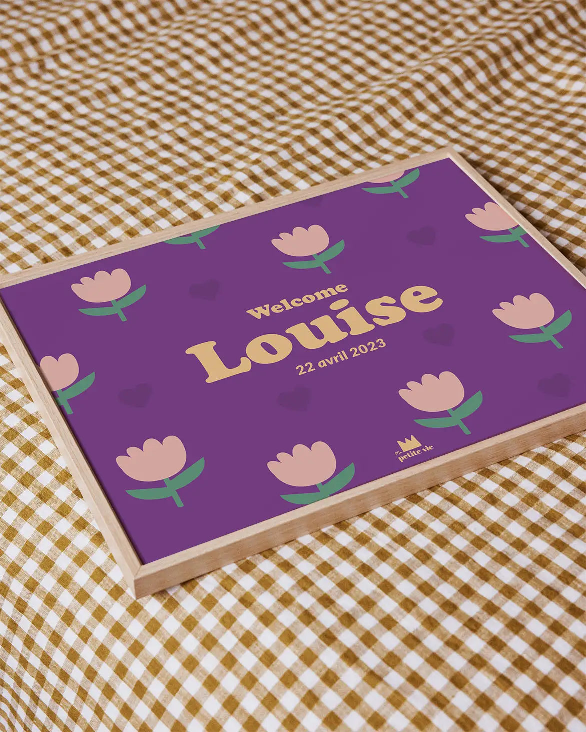 Affiche Flowers power violette pour la chambre de petit fille