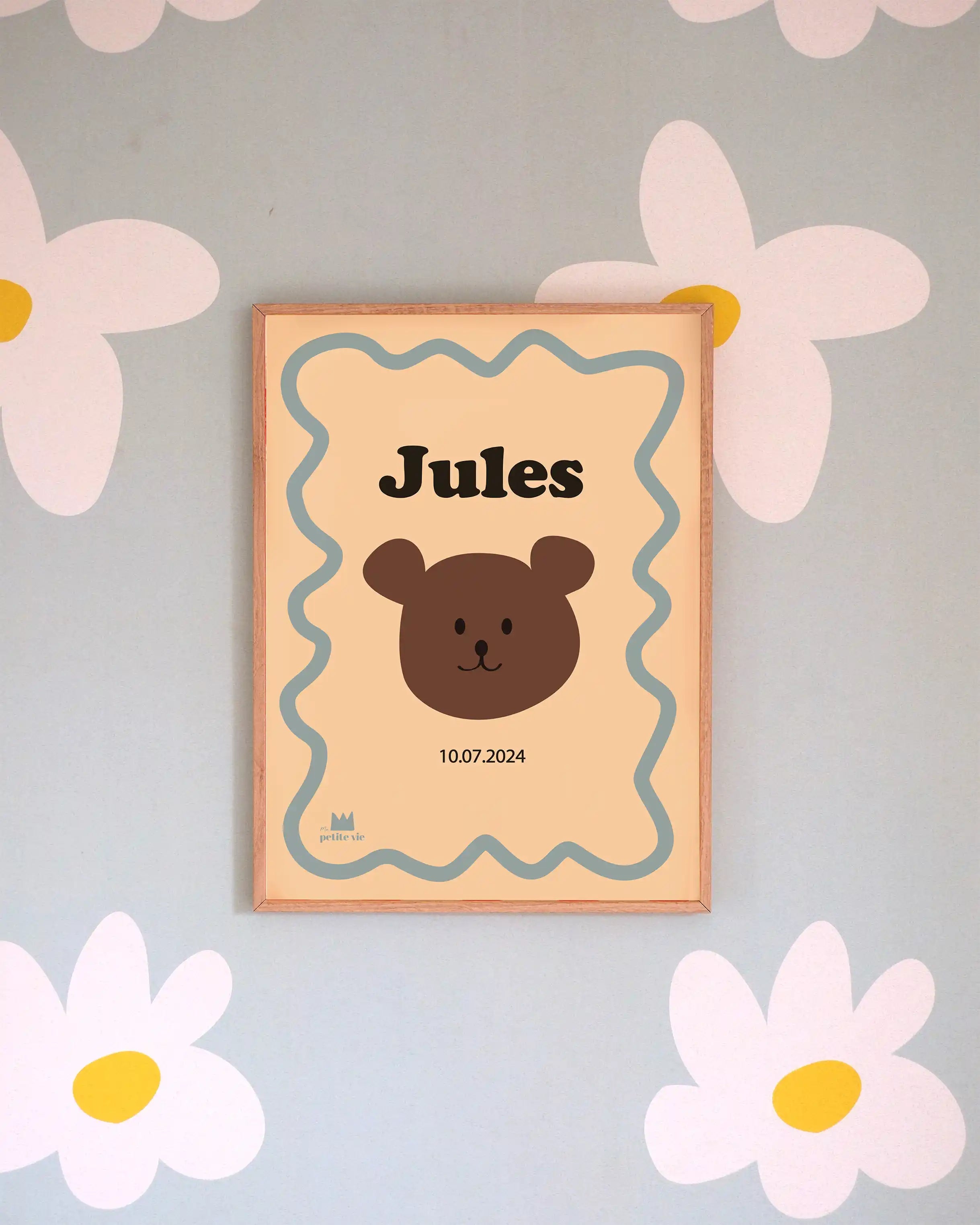 Affiche prénom Ours : une affiche prénom pour décorer de manière colorée sa chambre d'enfant