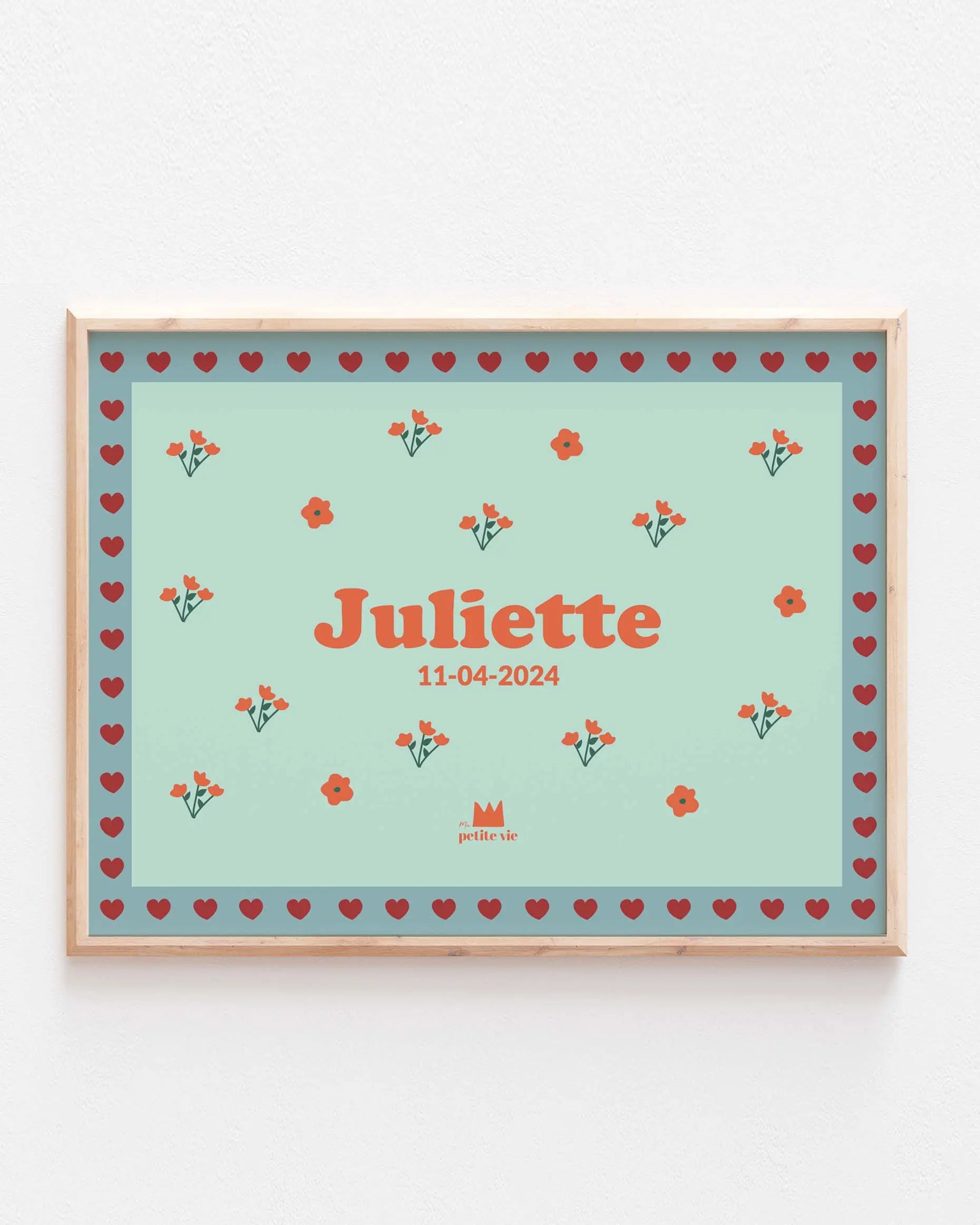 affiches avec des petites fleurs sur fond bleu pour chambre d'enfant