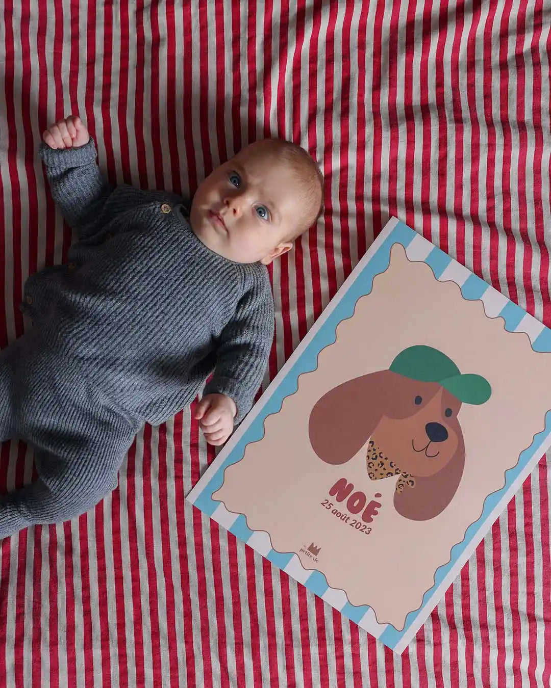 Affiche prénom bébé chien illustrée pour chambre enfant