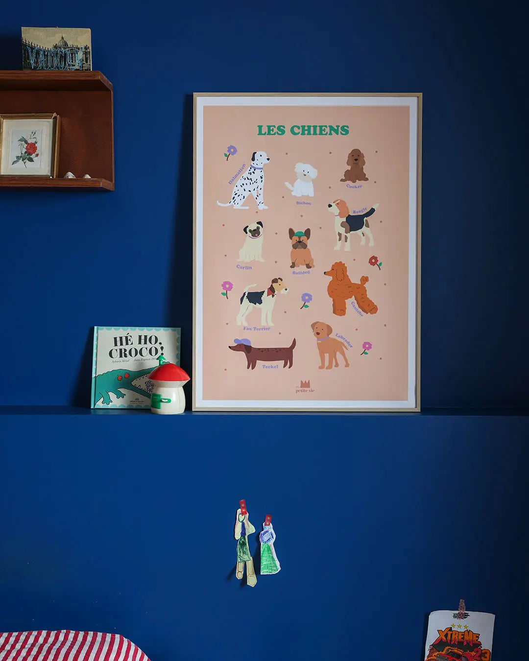 illustration de chiens trop mignons pour la deco des chambres d'enfants.