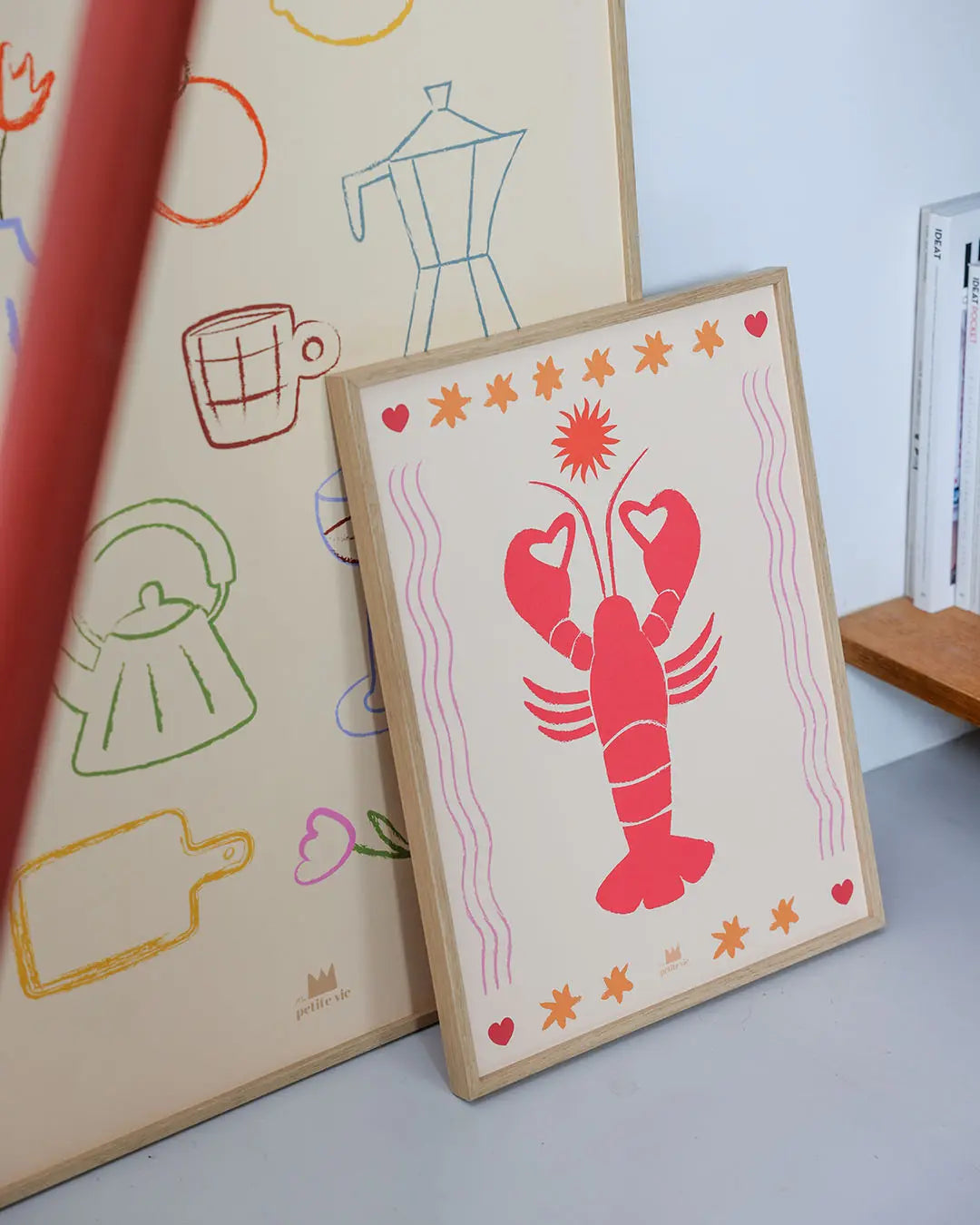 Illustration d'un homard colore et boheme pour la deco de la cuisine.