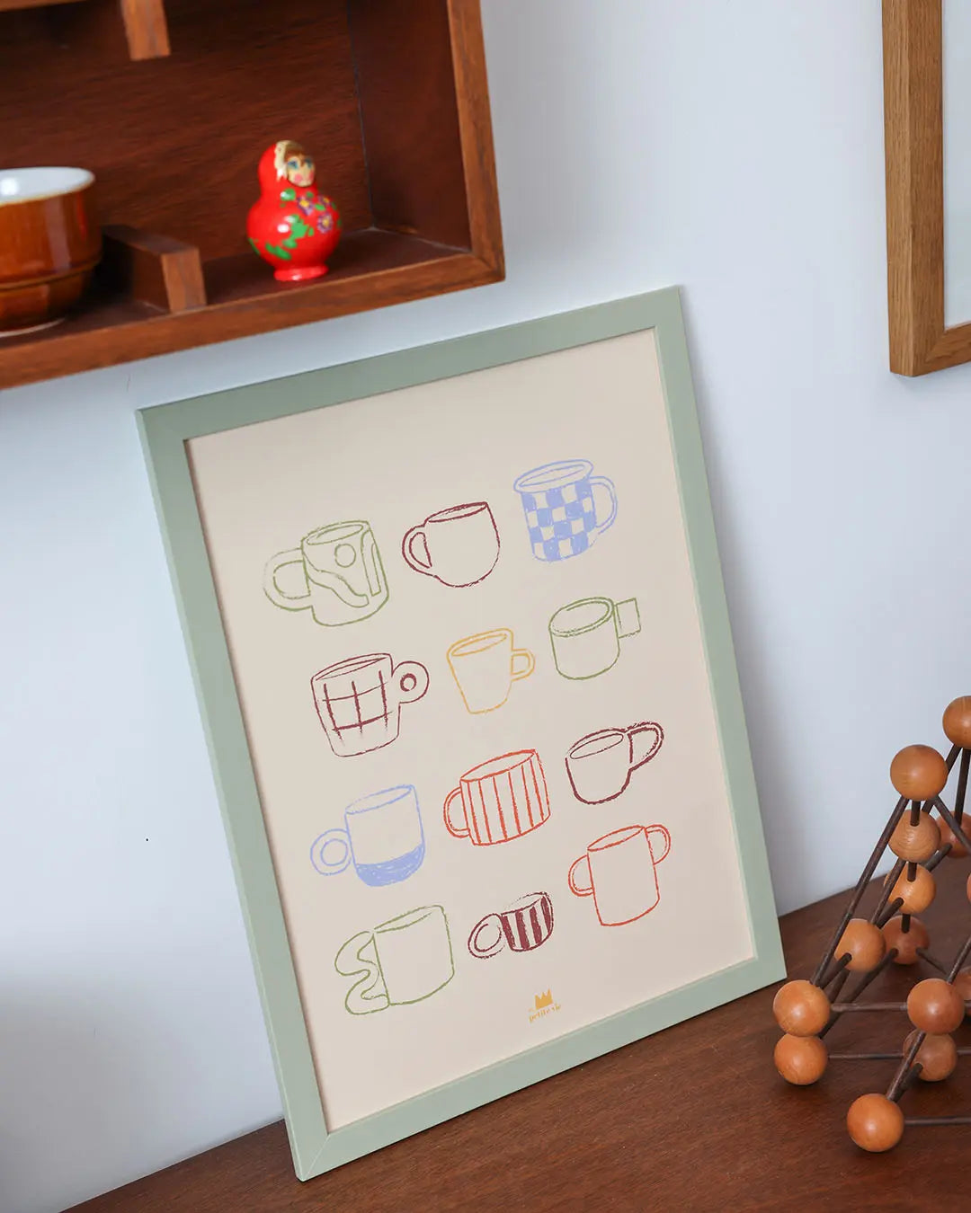 Illustration de tasses a cafe ou the pour la deco de la cuisine.