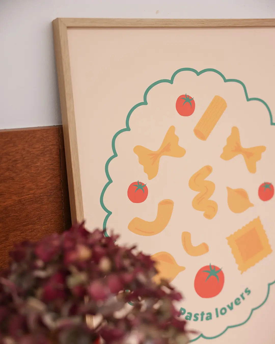 Illustration de pâtes italiennes fun et colorée.