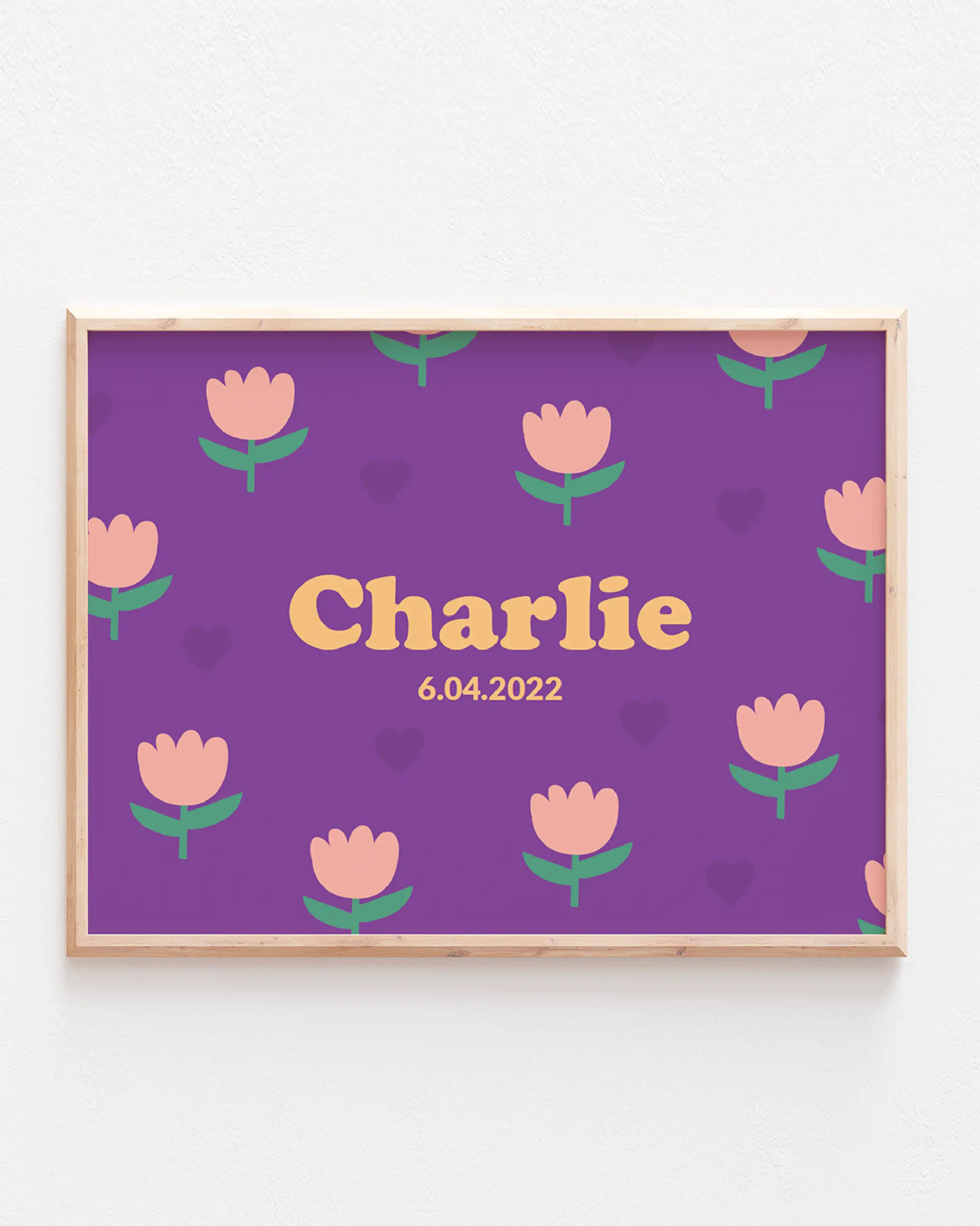 Affiche Flowers power violette pour la chambre de petit fille