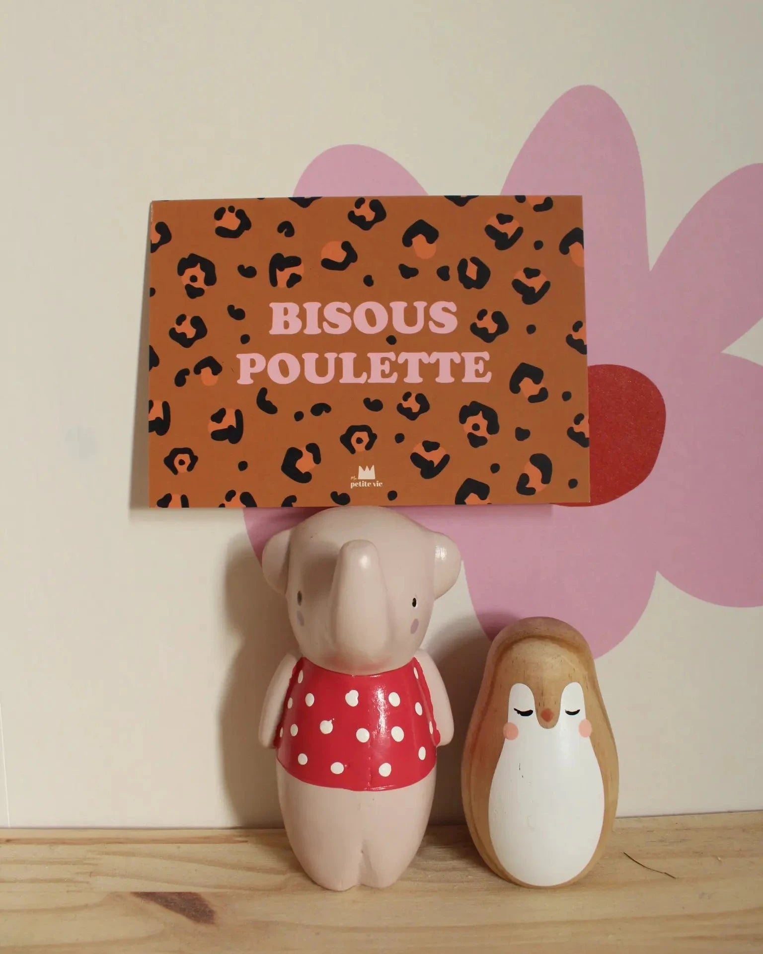 Carte bisous poulette à motif léopard pour envoyer à ses copines