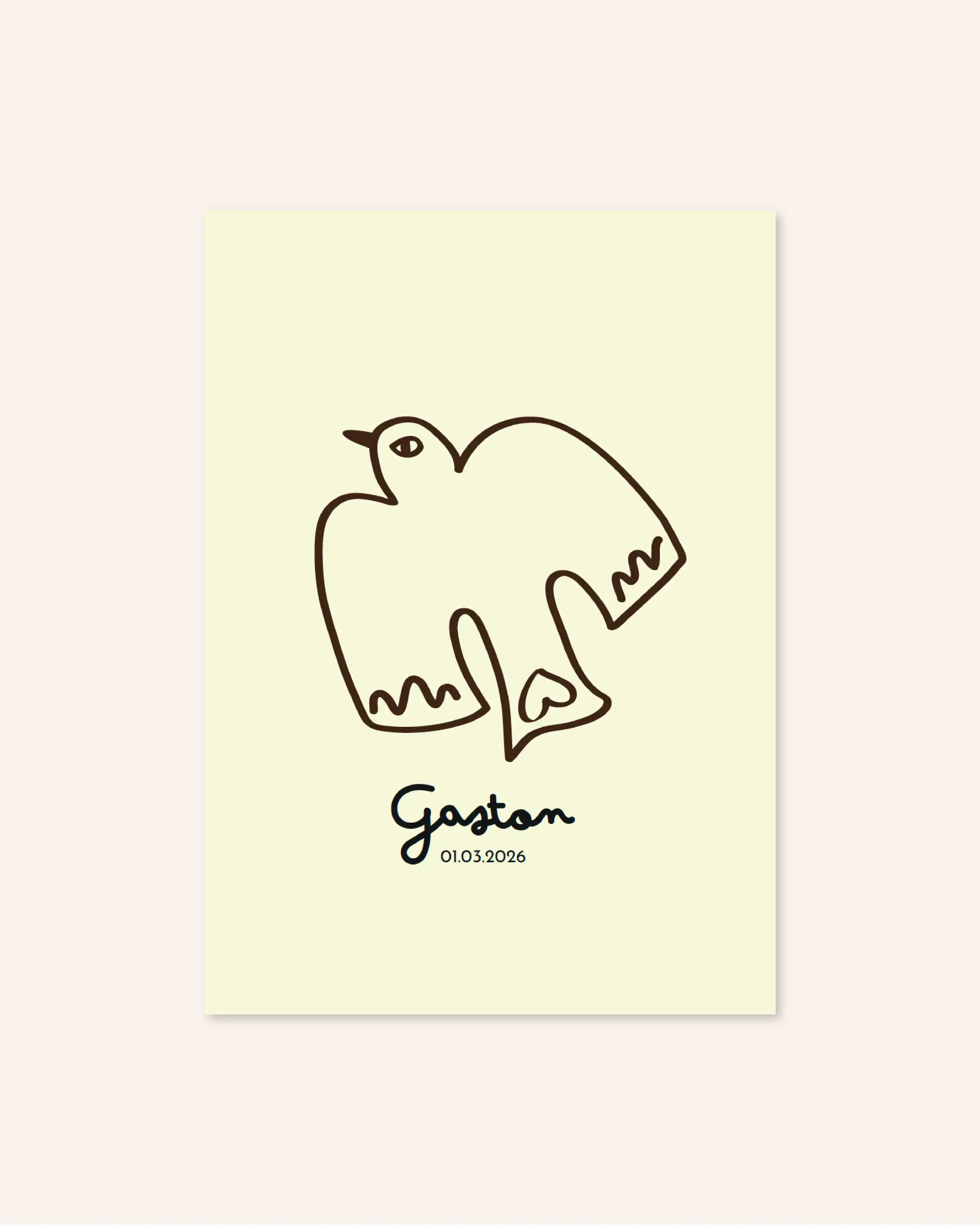 Faire-part de naissance avec une colombe pour une douce annonce