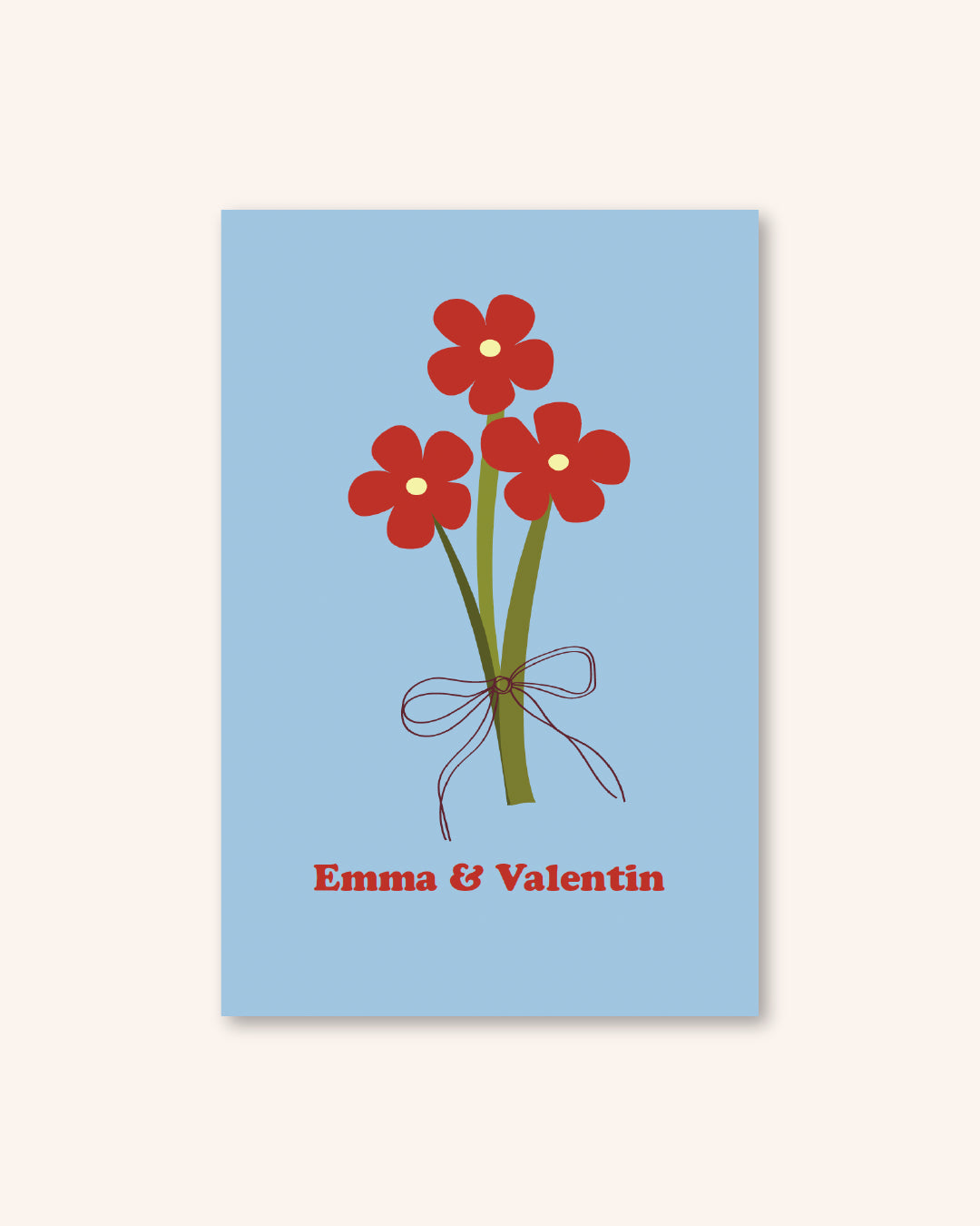 Faire part mariage, faire part fleur, illustrations fleurs rouges