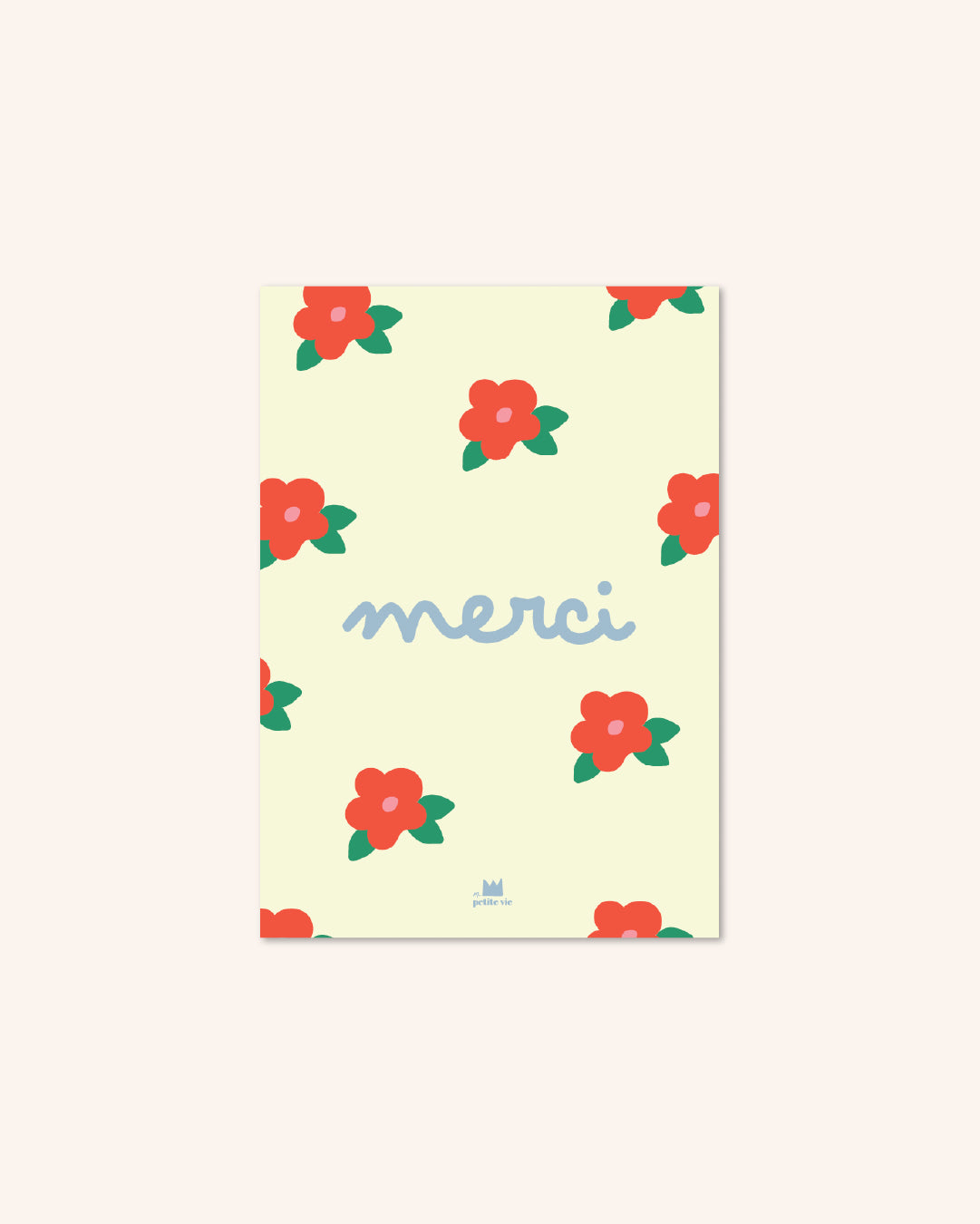 Carte Merci fleurs rouges