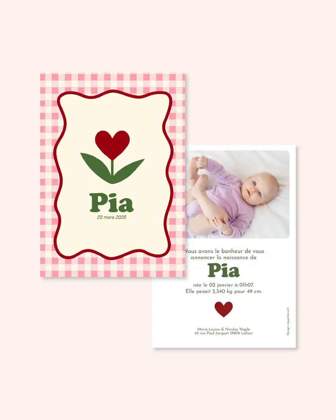 Faire-part de naissance pour bébé poétique et coloré Ma Petite Vie