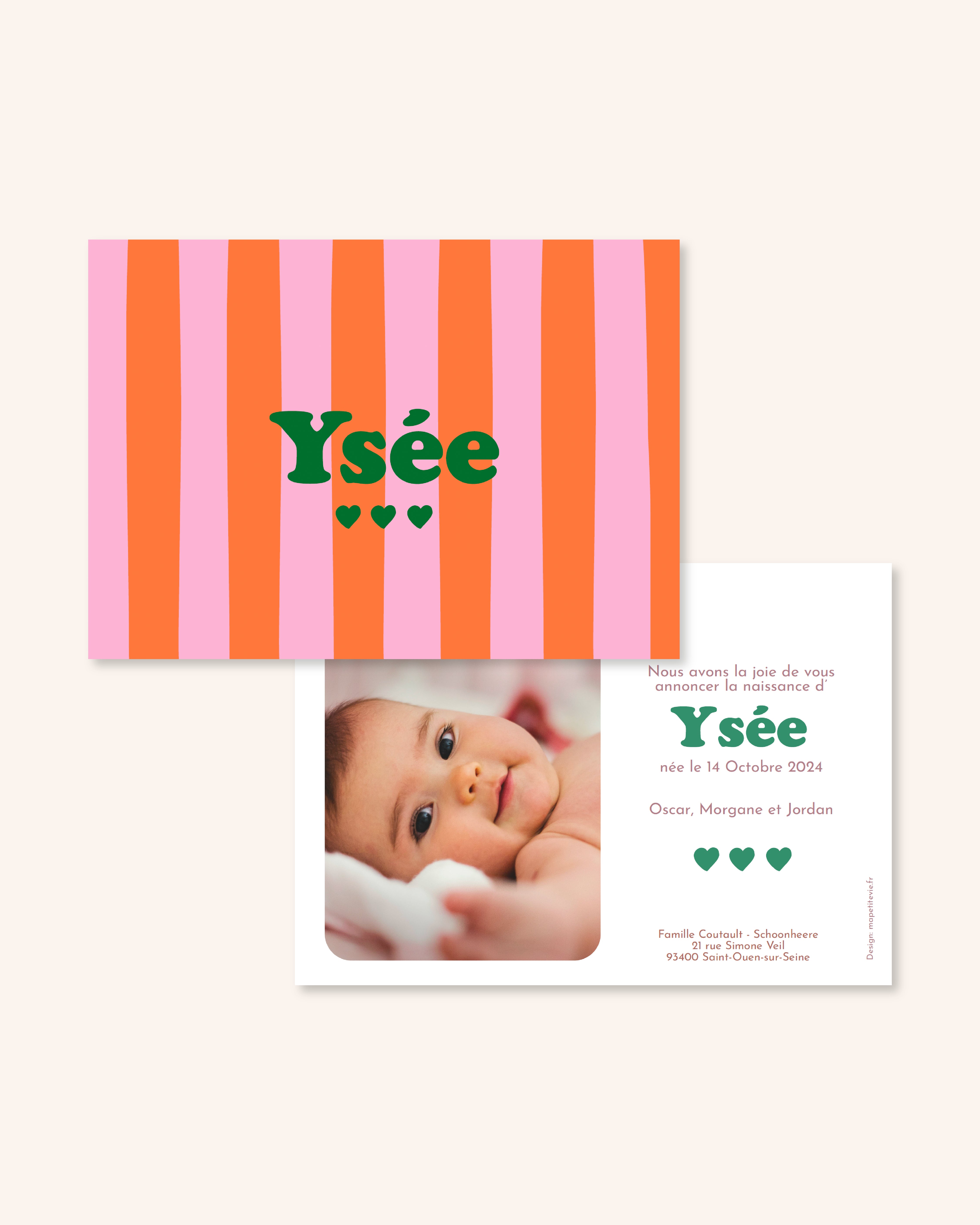 Faire-part de naissance pour bébé poétique et coloré Ma Petite Vie