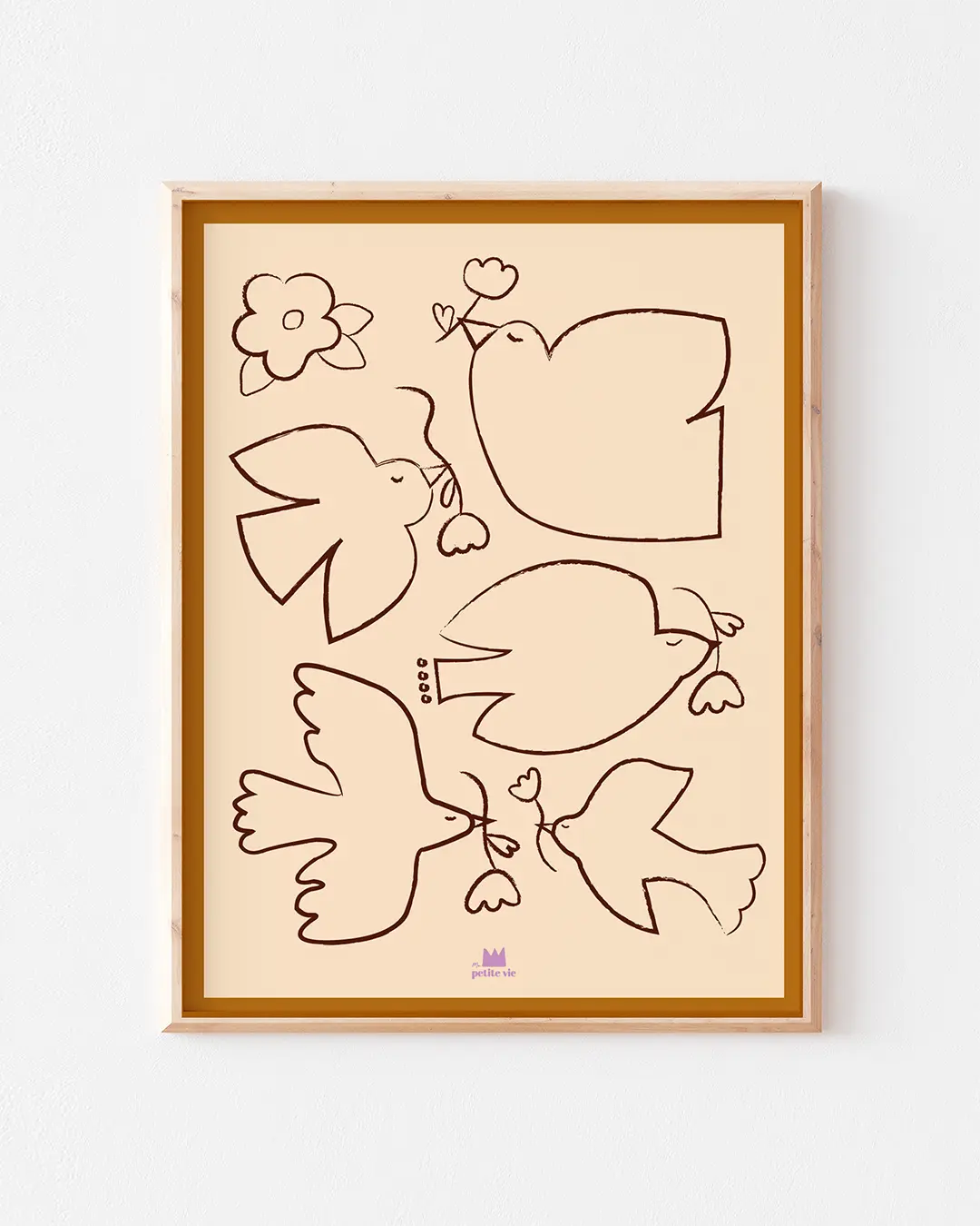 Affiche Envolée Poétique pour chambre ou salon, illustration d’oiseaux en plein vol apportant douceur et poésie.