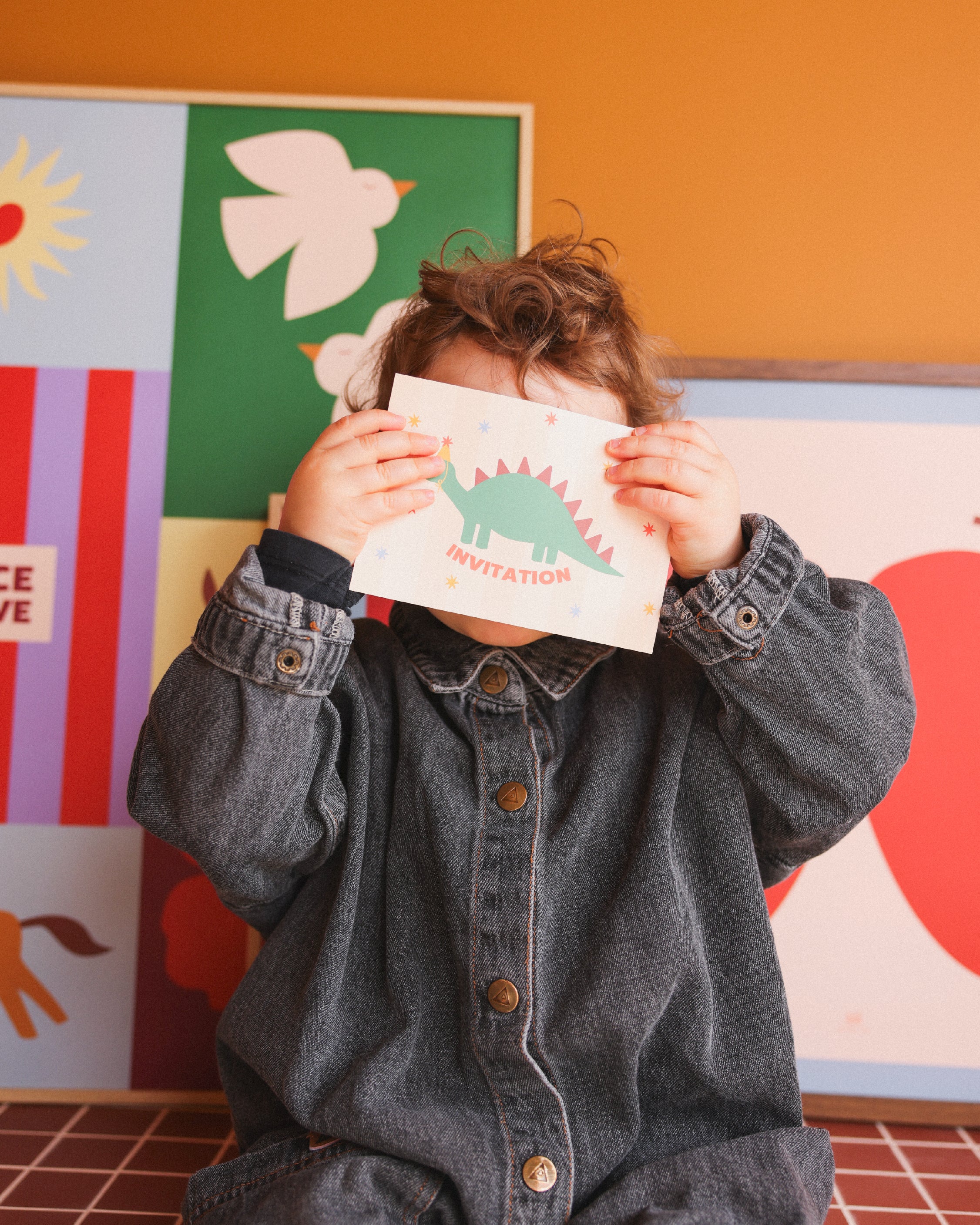 Lot de 6 cartons d'invitations anniversaires enfants - Dinosaure