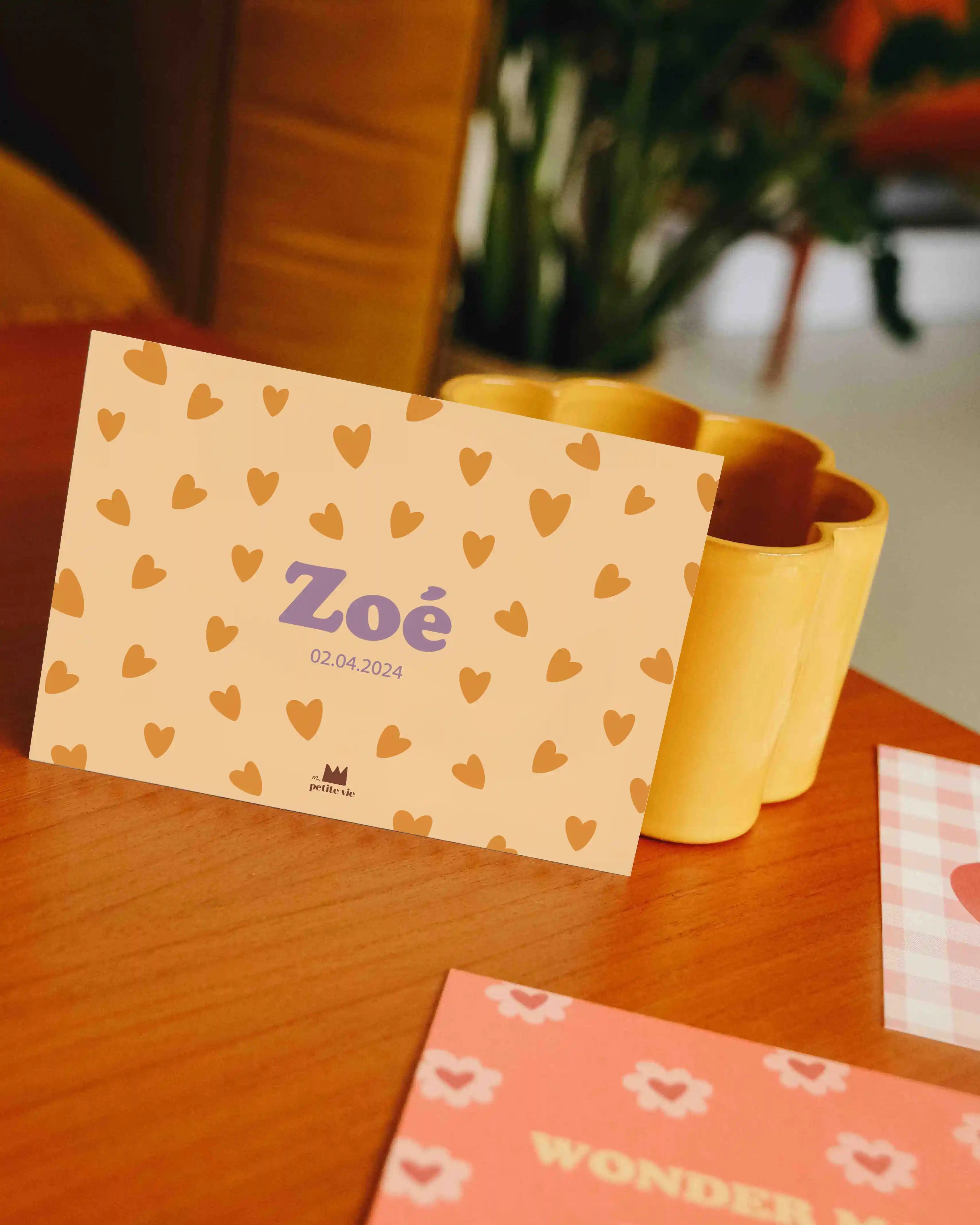 faire-part de naissance petits coeurs