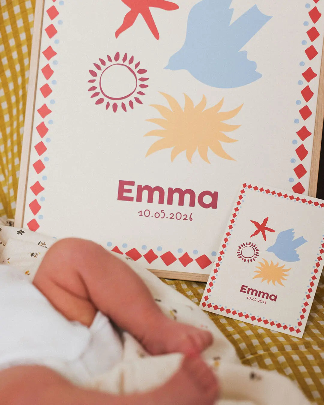 affiche prénom avec éléments graphiques de l'été 