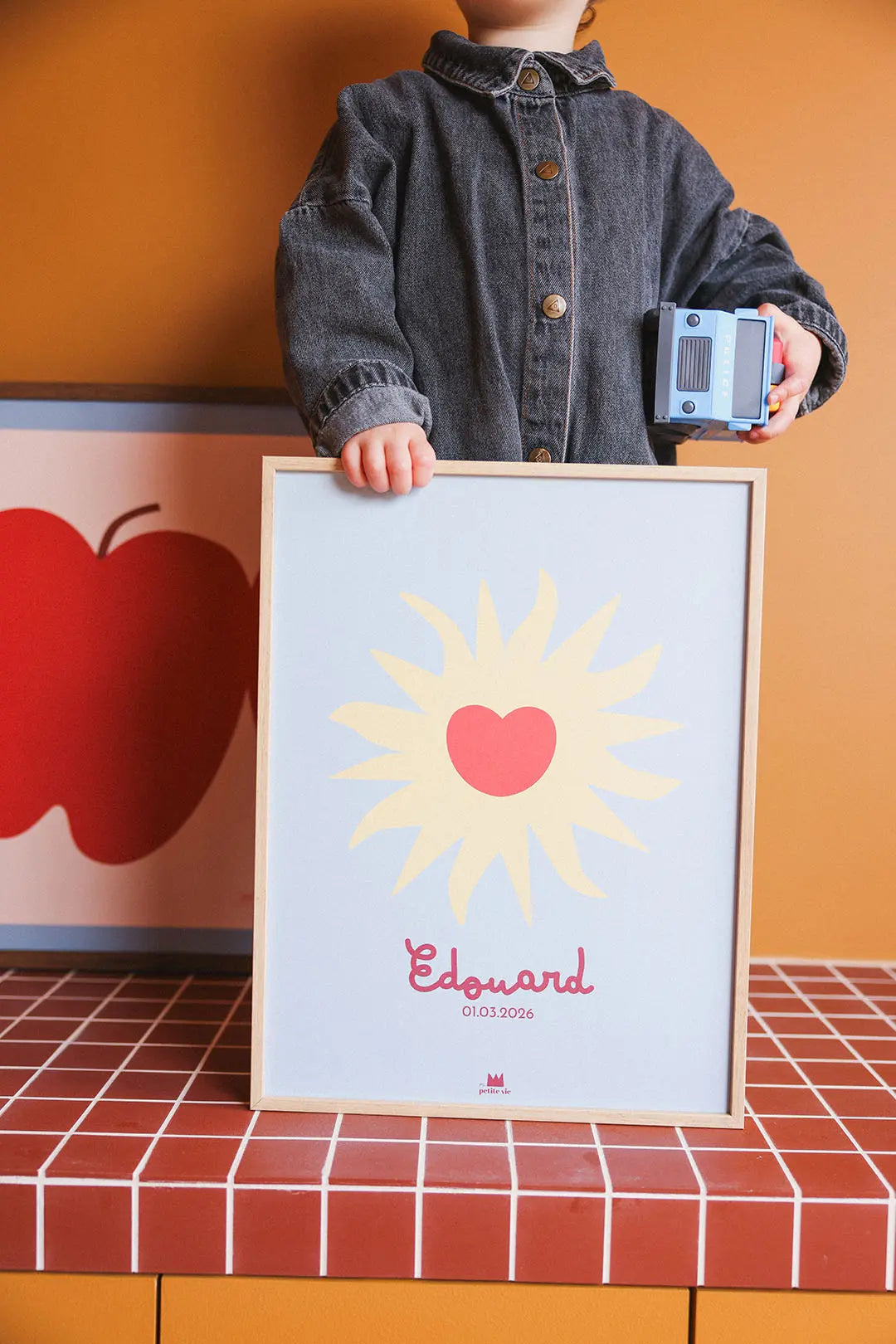 affiche prénom soleil et coeur illustrés