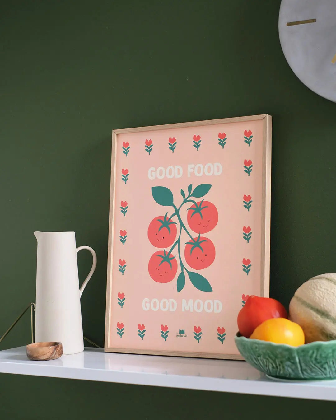 Affiche cuisine message positif et illustration rigolote 