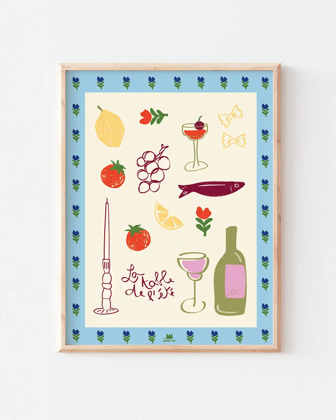 Affiche décorative pour les intérieurs modernes, avec les éléments illustrés de la table de l'été