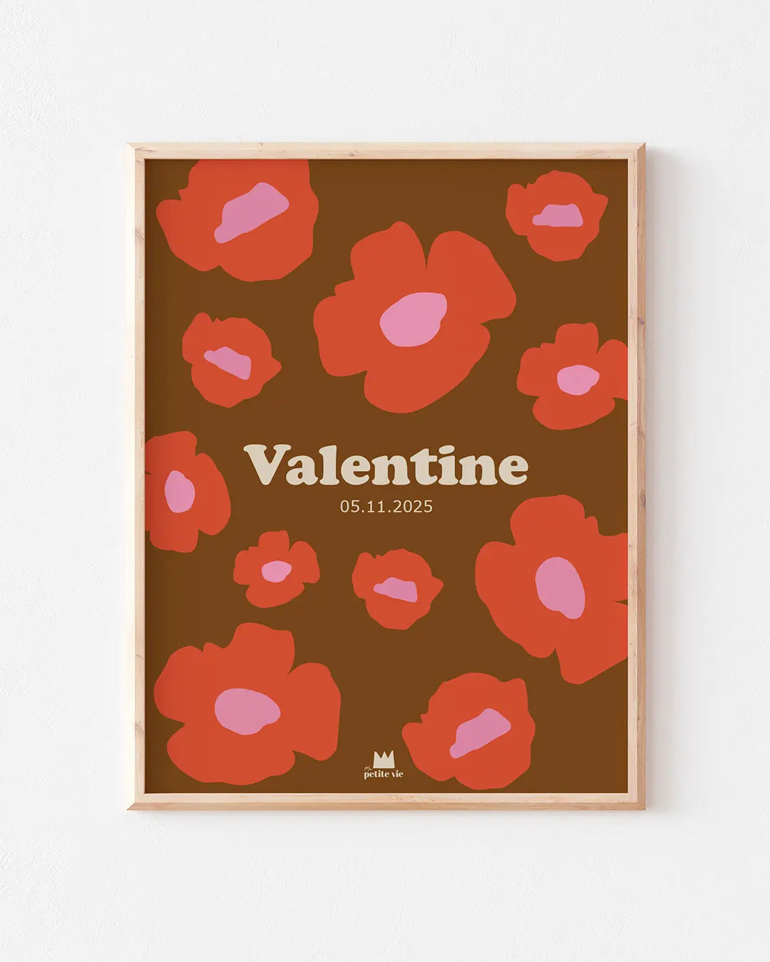 Affiche prénom aux fleurs bohèmes pour afficher le prénom de son bébé. 