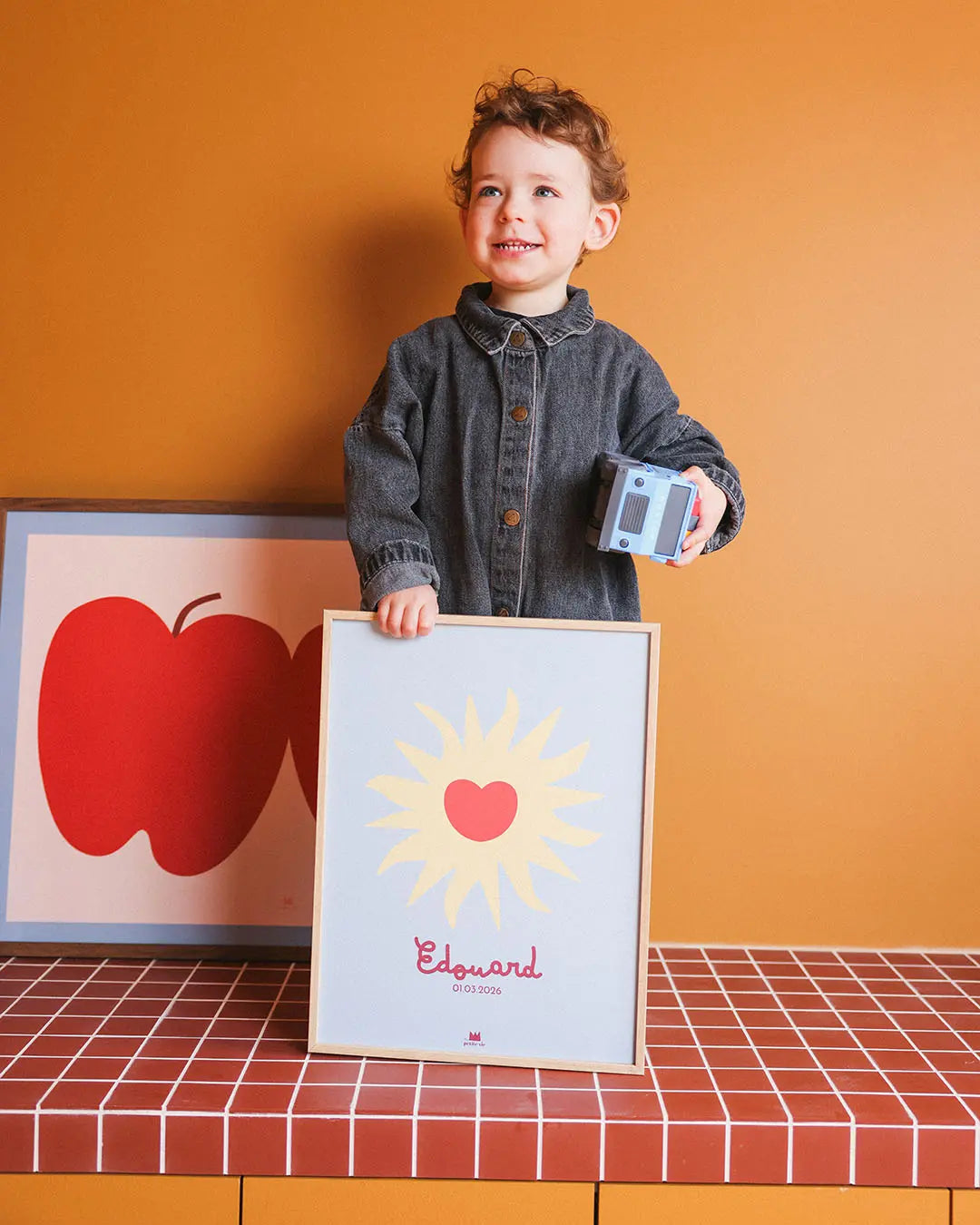 affiche prénom soleil et coeur illustrés