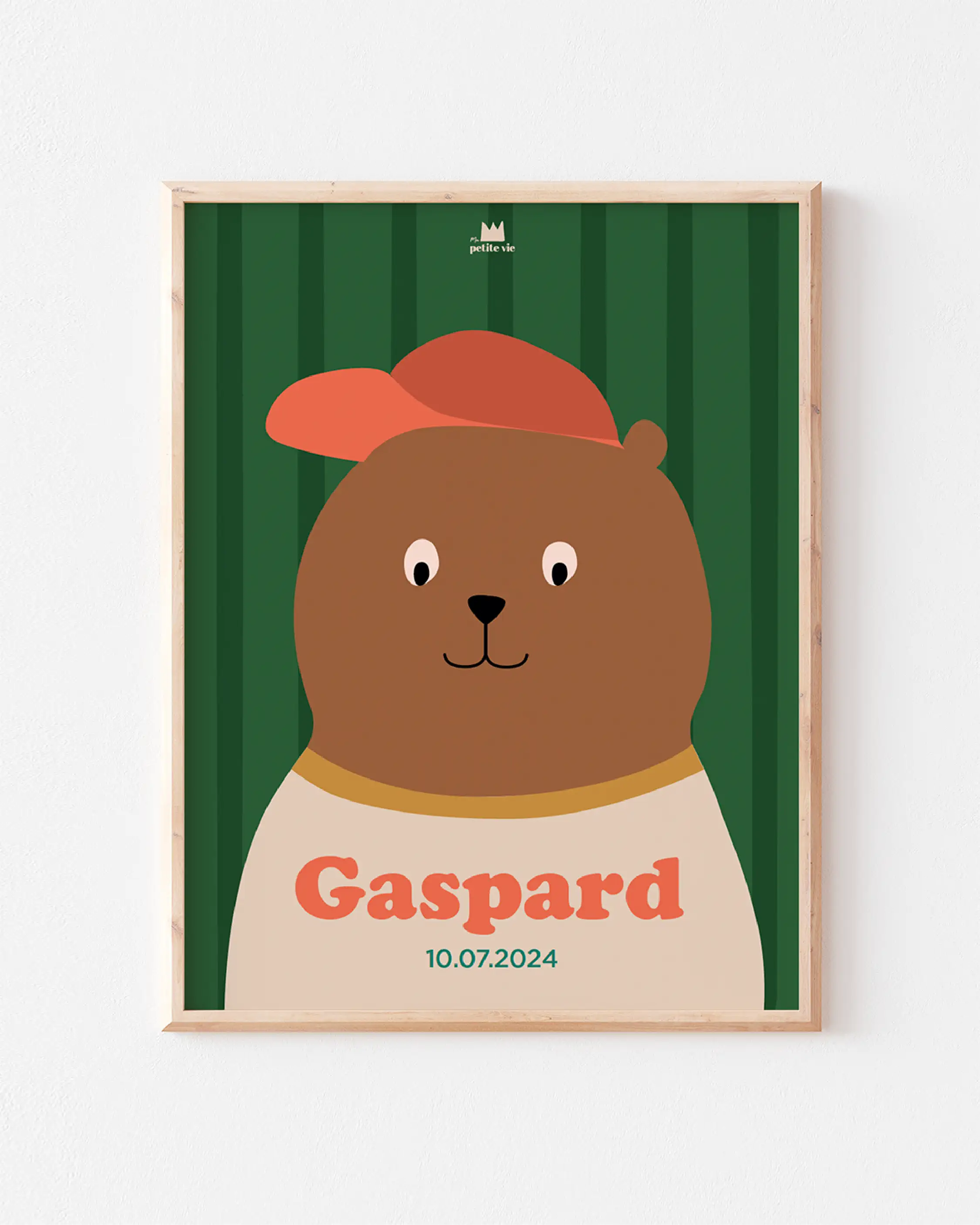 Affiche prénom à personnaliser Cool Ours : un ours rigolo pour décorer sa chambre colorée 