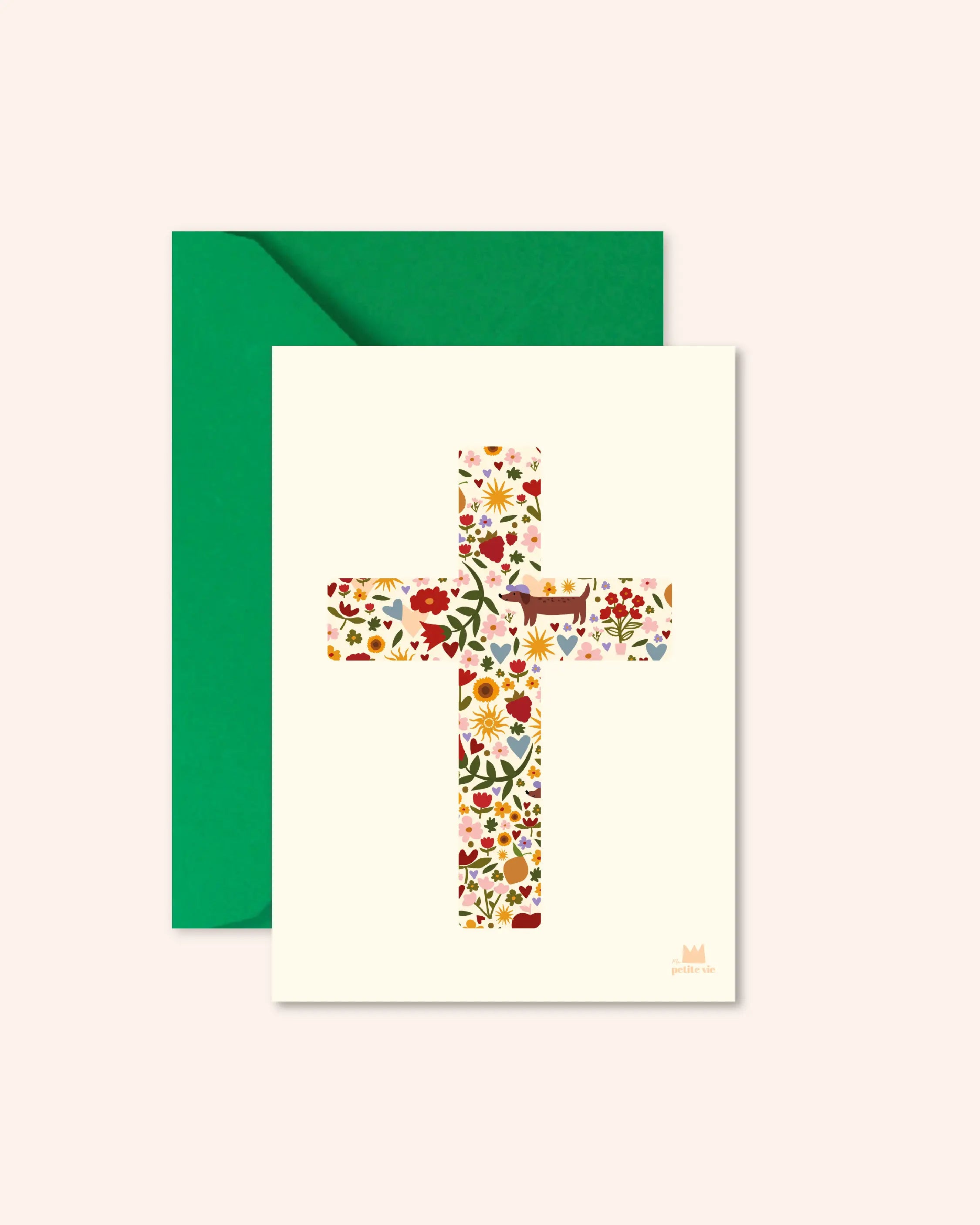 Carte croix avec des illustration pour un cadeau de bapteme ou communion