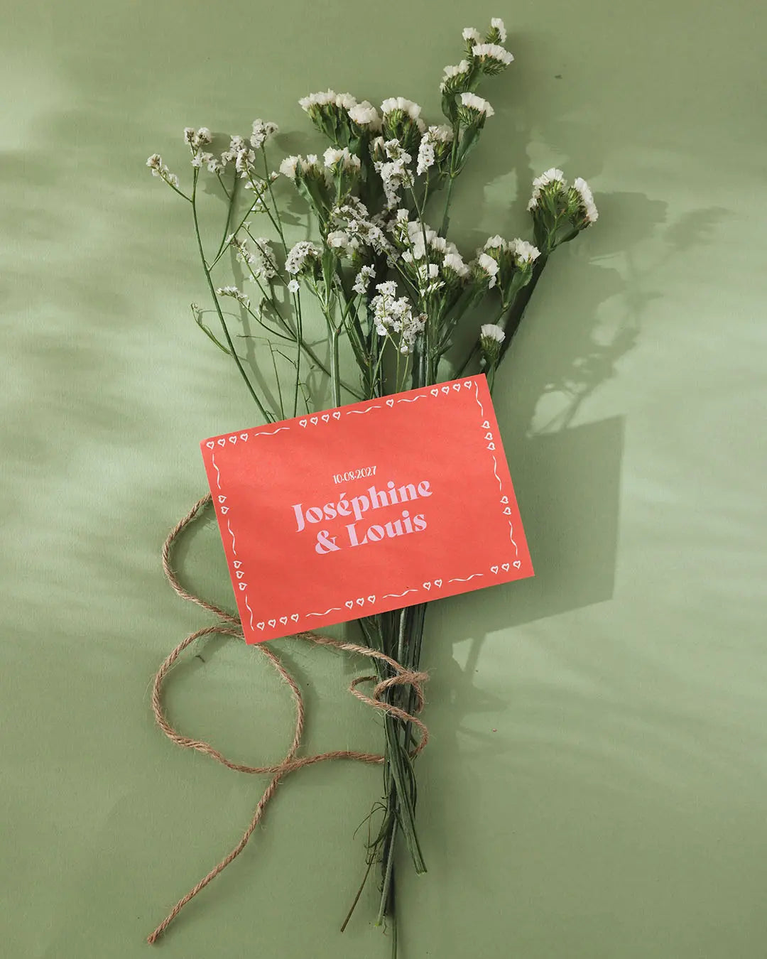 Faire-part coeur, illustration colorée, annonce mariage