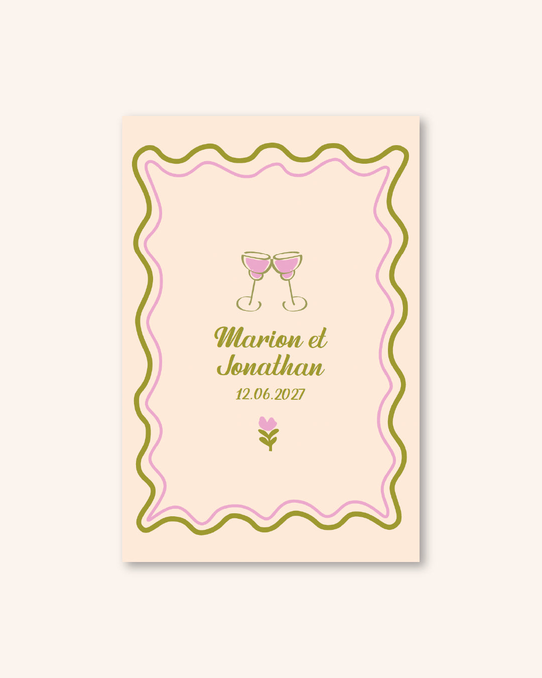 faire part mariage, contour coloré, DA champêtre, annonce mariage, illustrations colorée