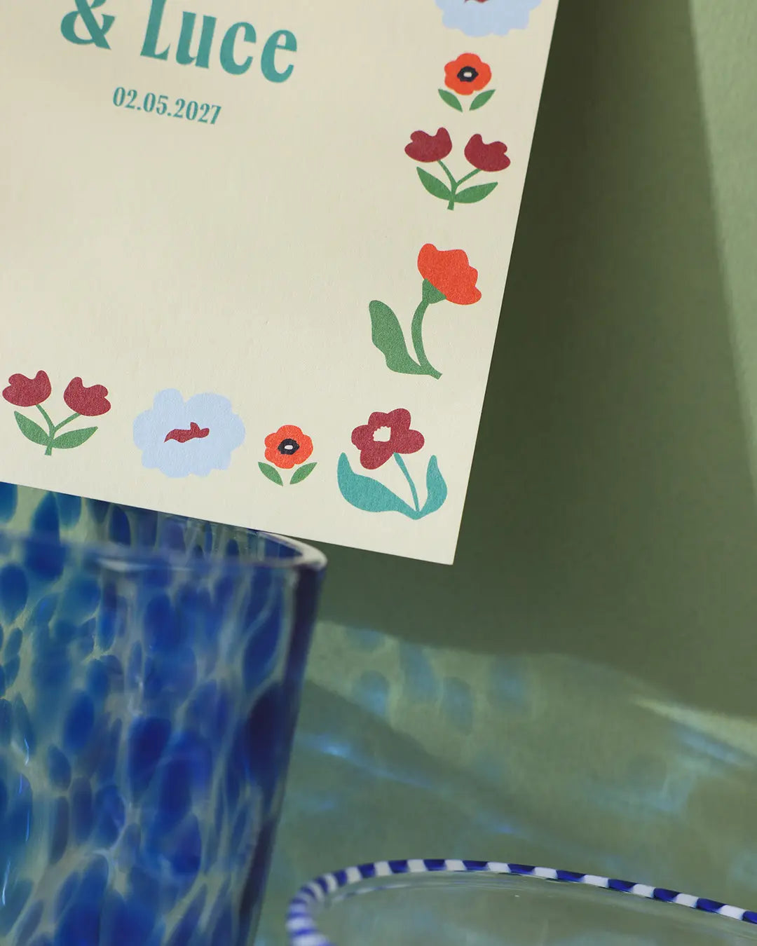 Faire-part fleurs colorées, illustration mariage, annonce mariage