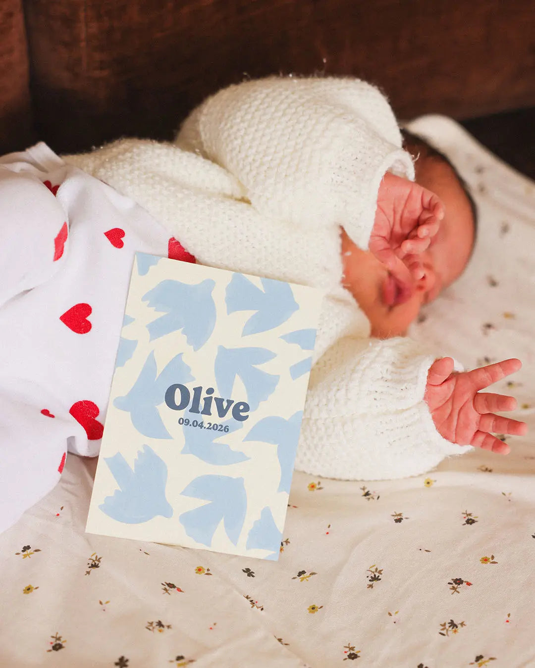 bébé et son part de naissance blue love aux oiseaux peints