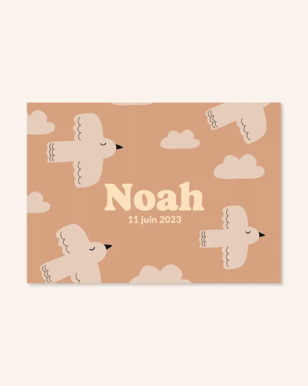 Faire part de naissance pour bébé coloré et poétique avec des oiseaux