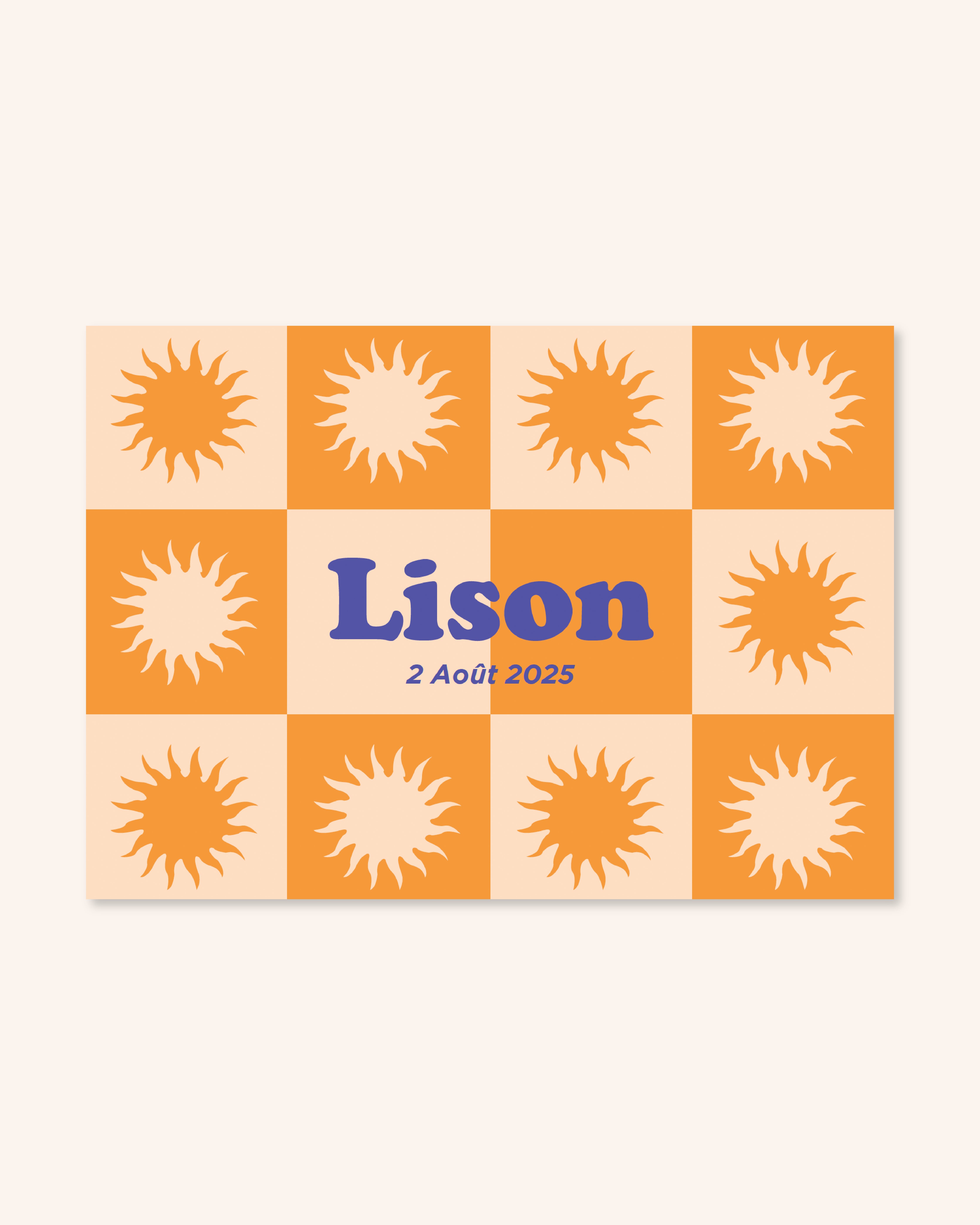 Faire-part de naissance soleils avec couleur jaune pour annoncer naissance bébé. 