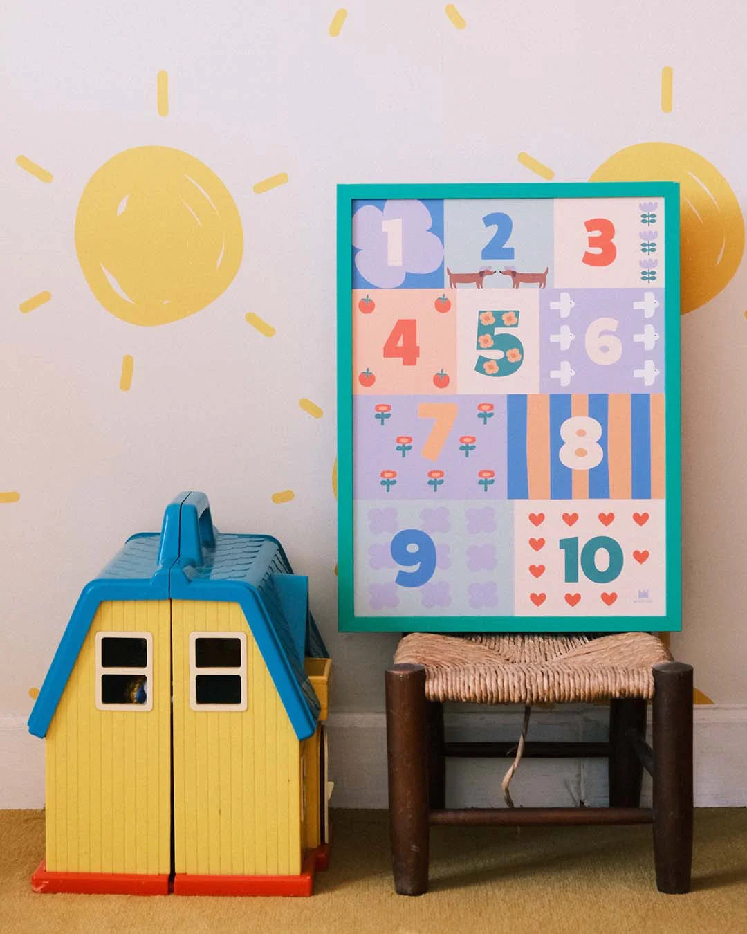 Affiche Les Chiffres, illustration colorée et pédagogique pour chambre d’enfant ou salle de classe.