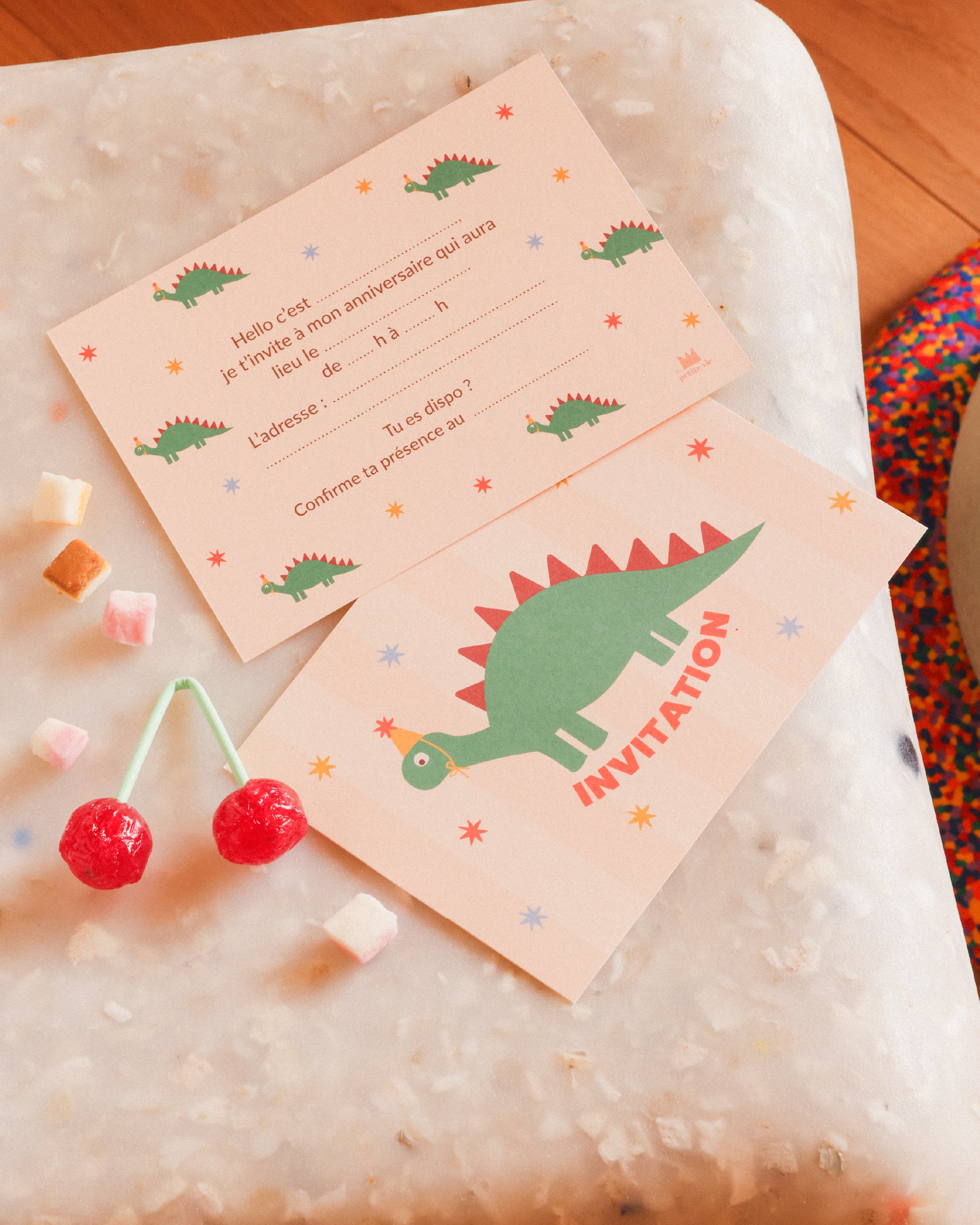Lot de 6 cartons d'invitations anniversaires enfants - Dinosaure