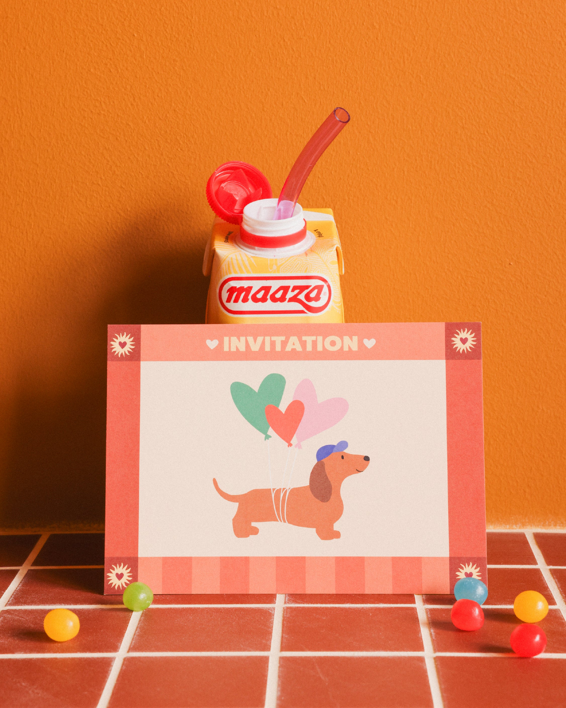 Set of 6 children's birthday invitation cards - Dog