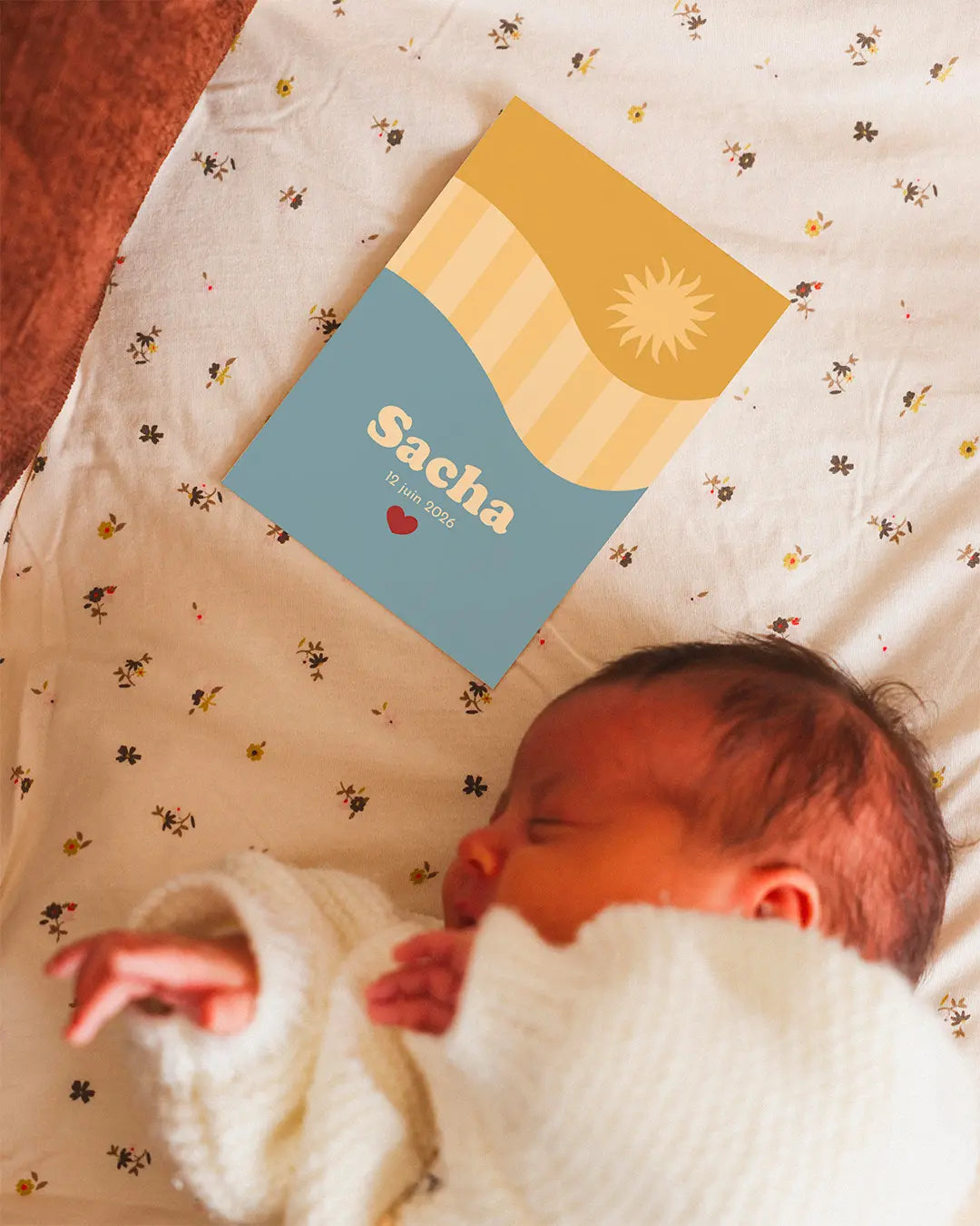 Faire-part vague et soleil pour naissance bébé