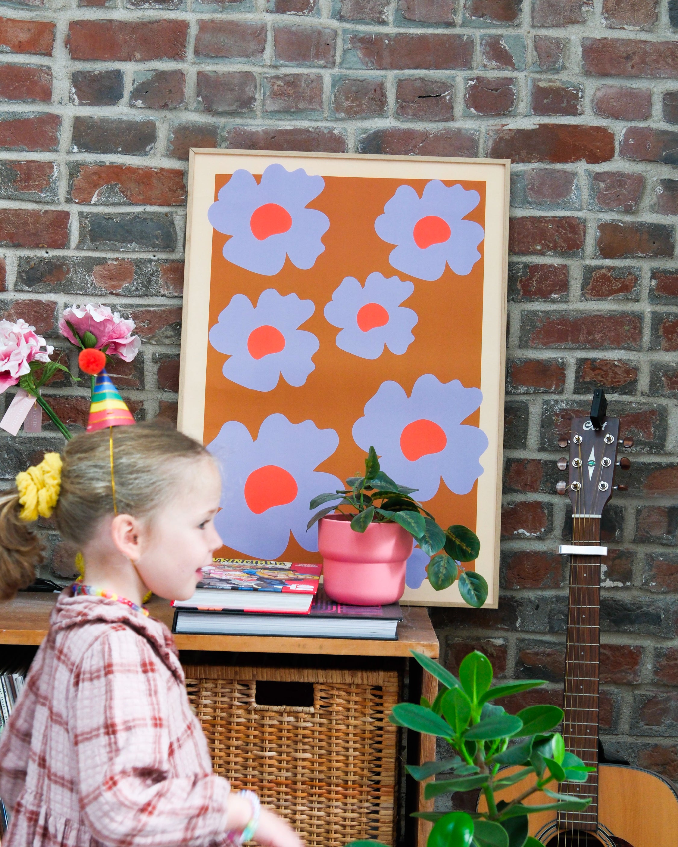 illustrations de fleurs bleues pour une affiche illustrée pour sa cuisine